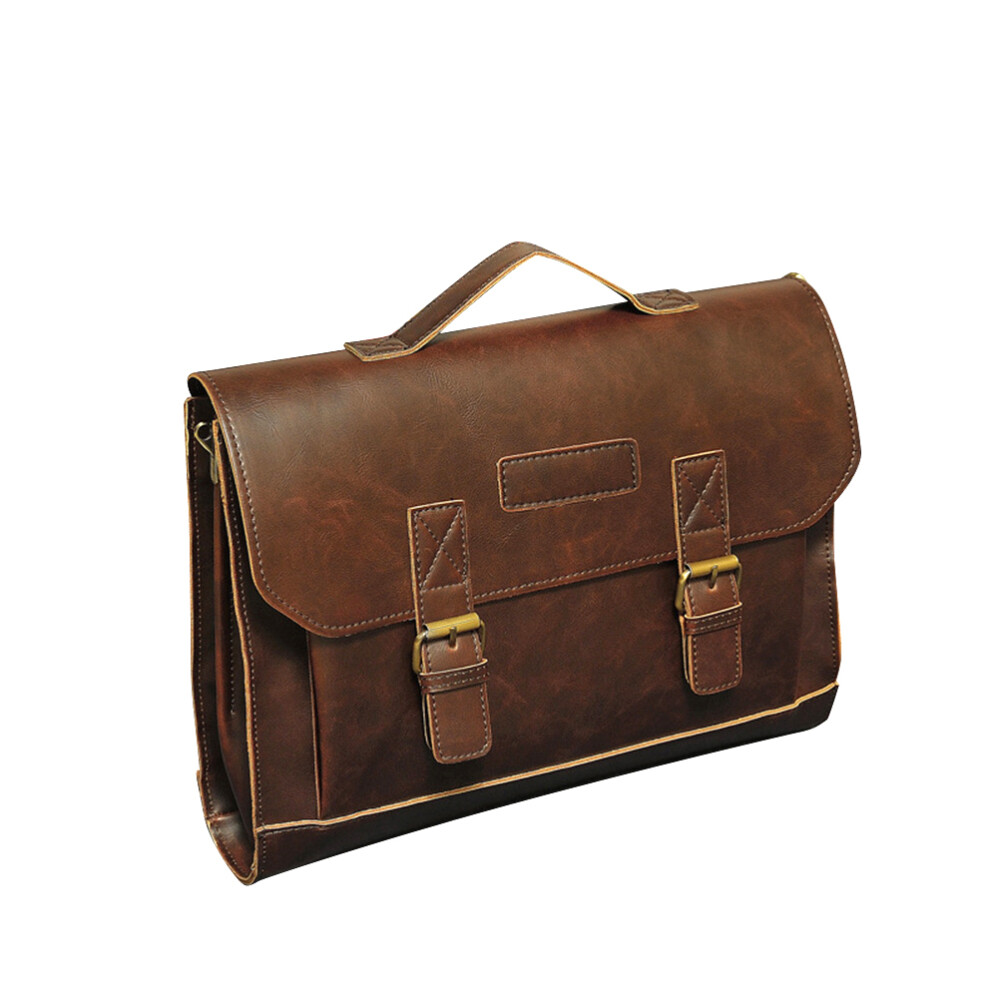 Bolso Café Vintage Bolso de Hombro Individual Oficial Estudiante Hombres Niño