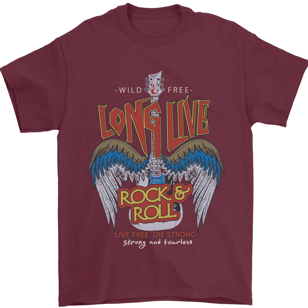 Long Live Rock n Roll Heavy Metal Guitar Mens T-Shirt 100% Cotton