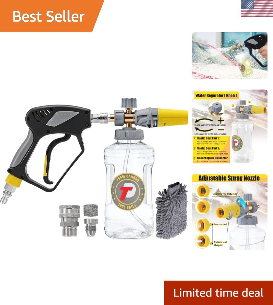 Foam Cannon for Pressure Washer 5000 PSI with 3/8 Inch Swivel Connector