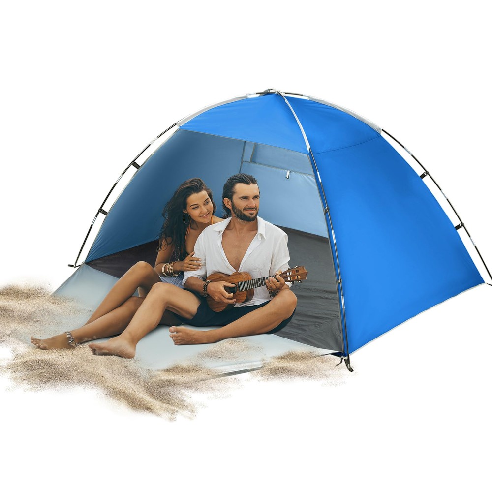Beach Tent for 2-4 Persons, Beach Tent Sun Shelter UPF50+ UV Protection, Sun ...