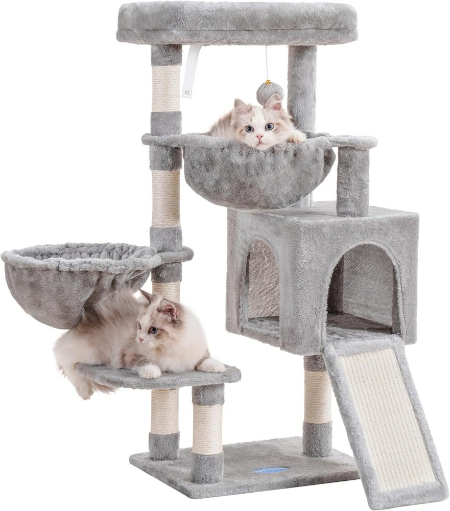 H&E Cat Tree with Large Padded Bed for Indoor Cats