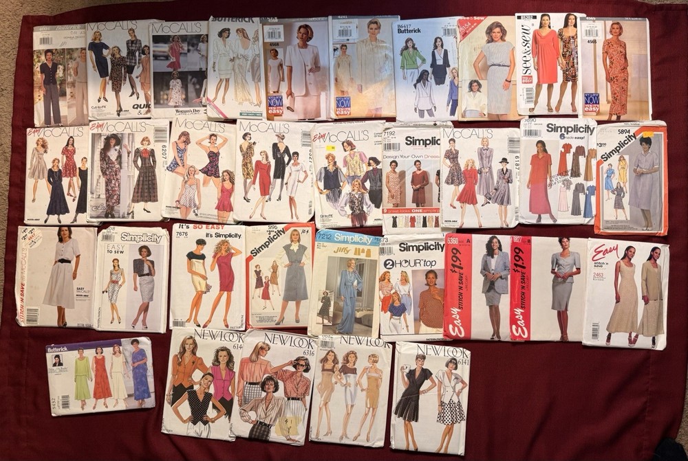 Sewing Patterns huge lot of 33 McCall’s Vogue Simplicity New York Mixed  Un-Cut
