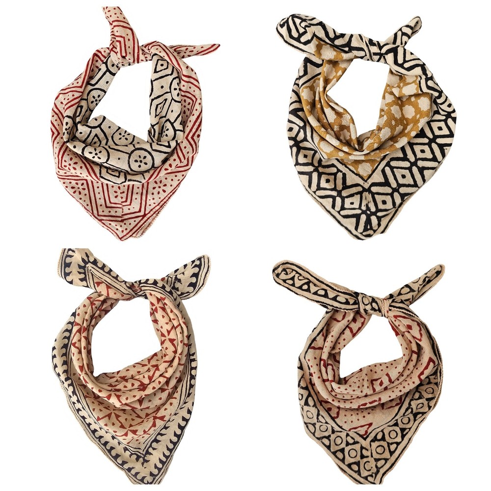 Set of 4 Organic Cotton Bandana Bandana Scarf Paisley Design Scarf Unique Design