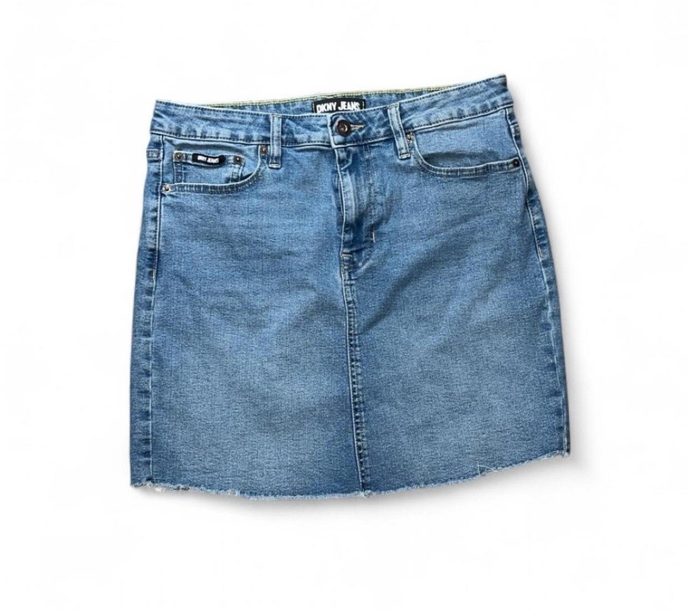 DKNY Blue Denim Skirt Women’s Size 10 Mid Rise Stretch Casual Y2K