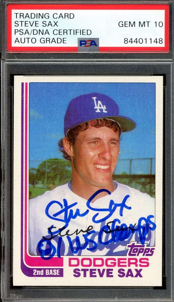 Steve Sax Gem Mint 10 PSA DNA Signed 1982 Topps Traded Rookie Autograph