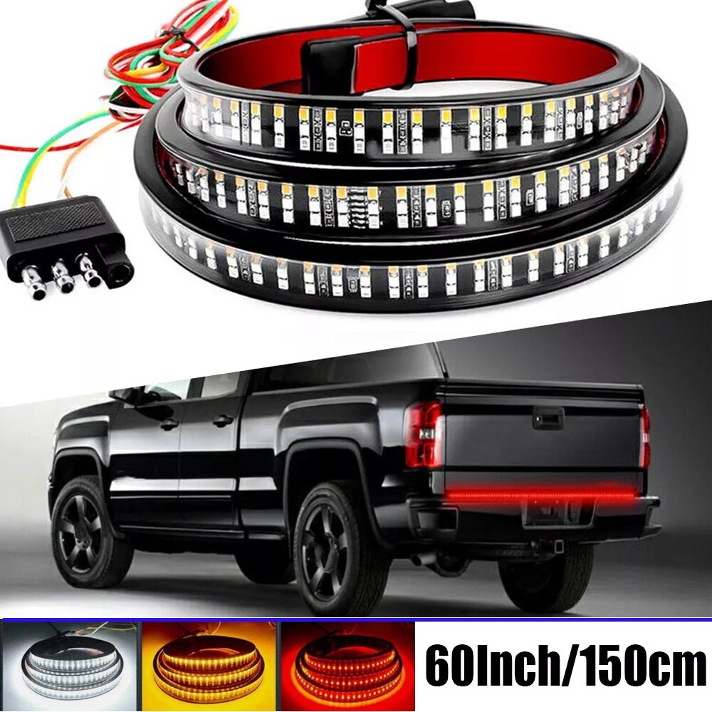 60inch For Chevy Silverado 3 Row 6Function LED Strip Rear Tailgate Light Bar 60