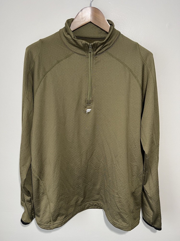 Fabletics Men's The Apex Quarter Zip Sweat Shirt Green Size Large 1/4