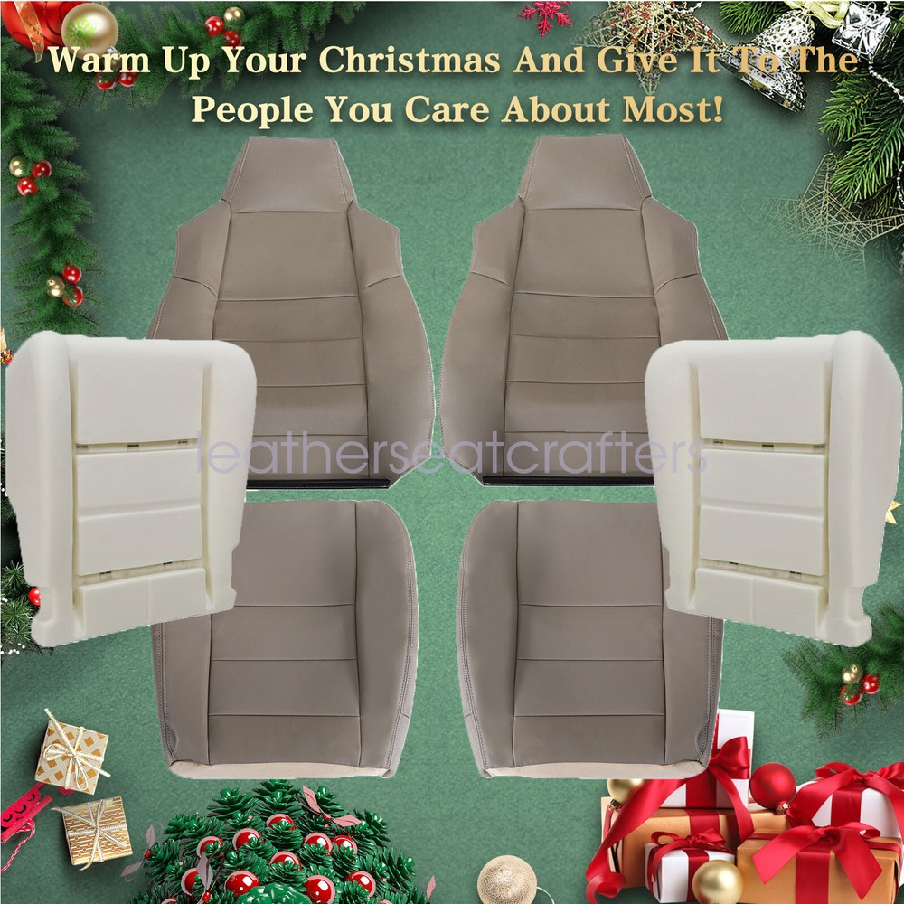 2002-2007 Ford F250 Lariat Tan Leather Seat Cover & Foam Cushion Set of 6