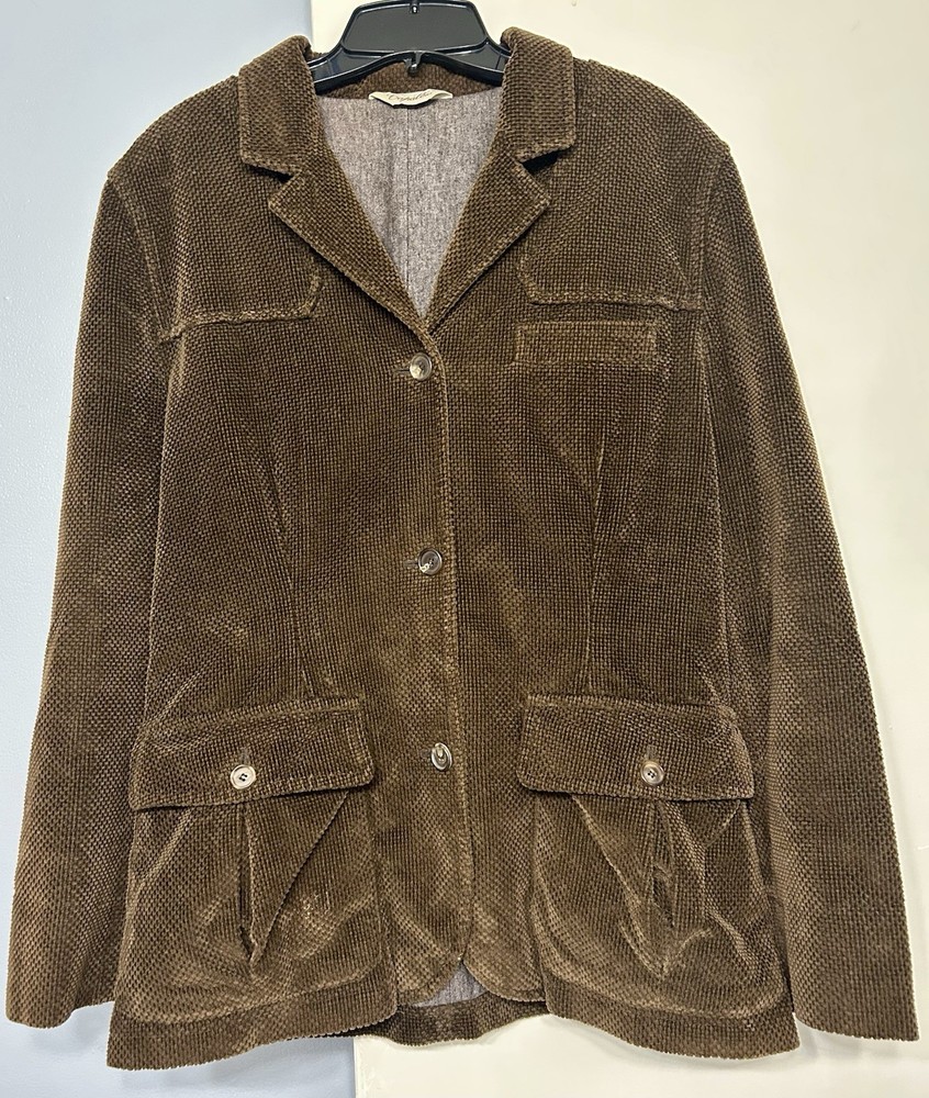 Men’s Capalbio 100% Cotton Corduroy Blazer Size 44 Made In Italy Brown Vintage