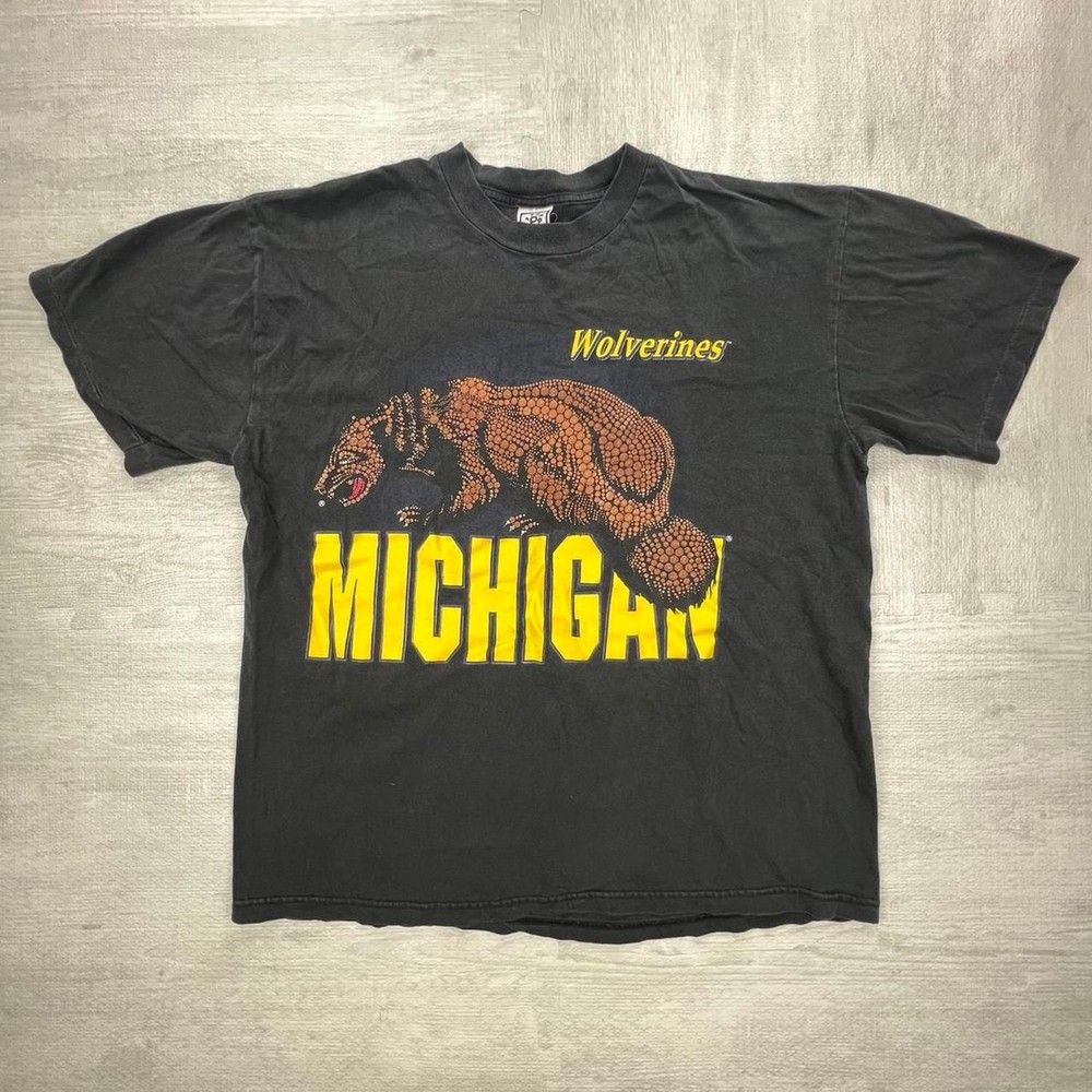 Vintage 90s Michigan Wolverines Black Yellow NCAA Retro Tee