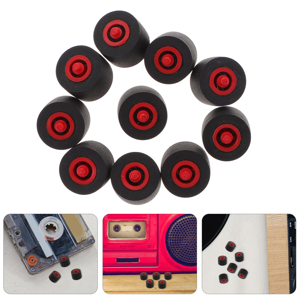 10 Pcs Grip Tape Plastic Axle Pressure Pulley Pinch Roller for Cassette Player
