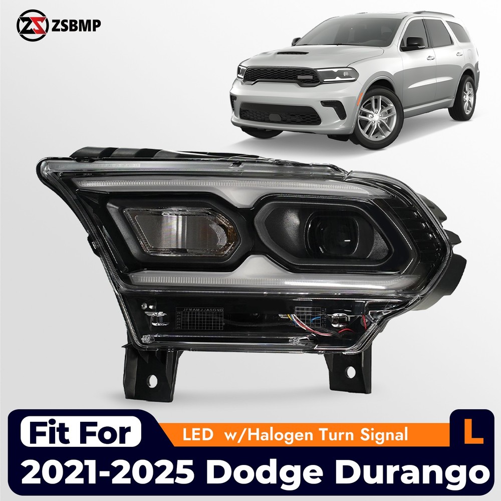 For 2021-2024 Dodge Durango Black Halogen Turn Signal LED Headlight Left Driver