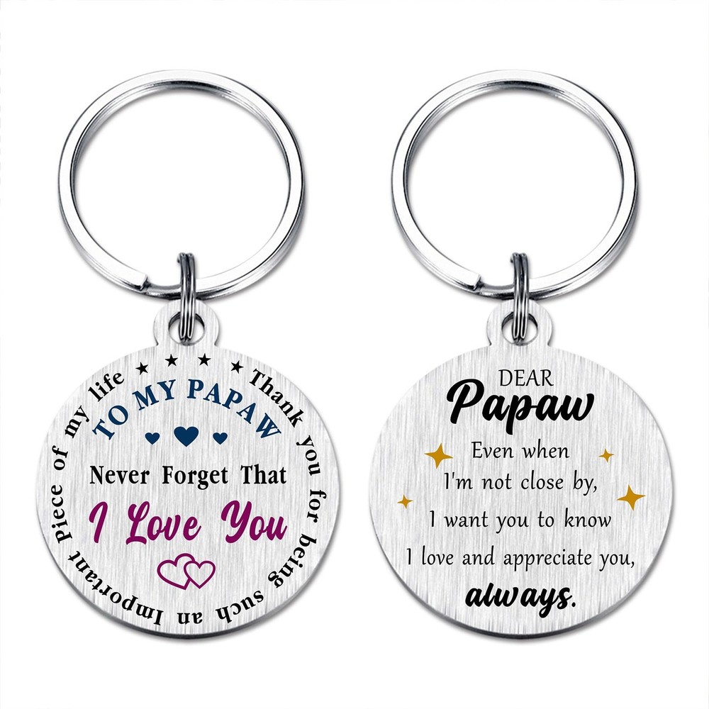 Fathers Day Keychain Gifts for Papaw- I Love You Papaw Birthday Keychain- Chr...-image