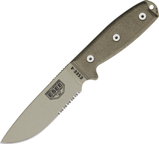 ESEE Model 4 Part Serrated Fixed Blade Knife with Kydex Sheath