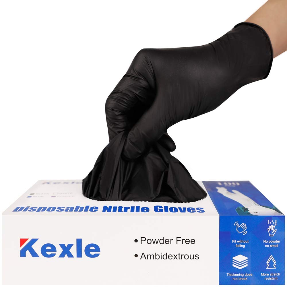 Kexle 100-Pack Latex-Free Nitrile Disposable Safety Work Gloves