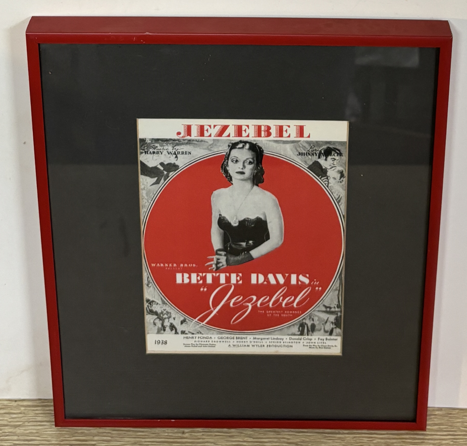 Bette Davis JEZEBEL 1938 Movie Promotion Print Ad in Metal Frame w/Glass