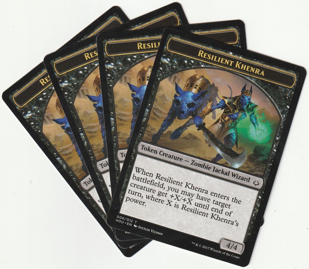 ✪ 4 MAGIC The Gathering RESILIENT KHENRA Creature Tokens MTG PLAYSET HOU/EN 2017