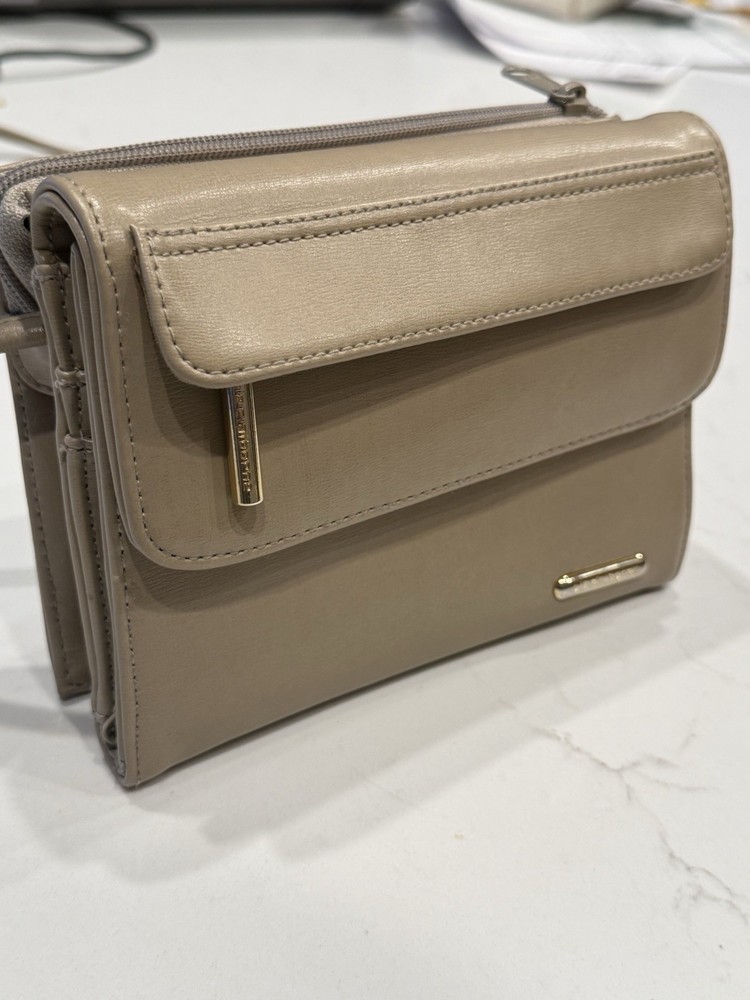 Liz Claiborne Accessories Dark Beige Purse Handbag Crossbody Built in Wallet