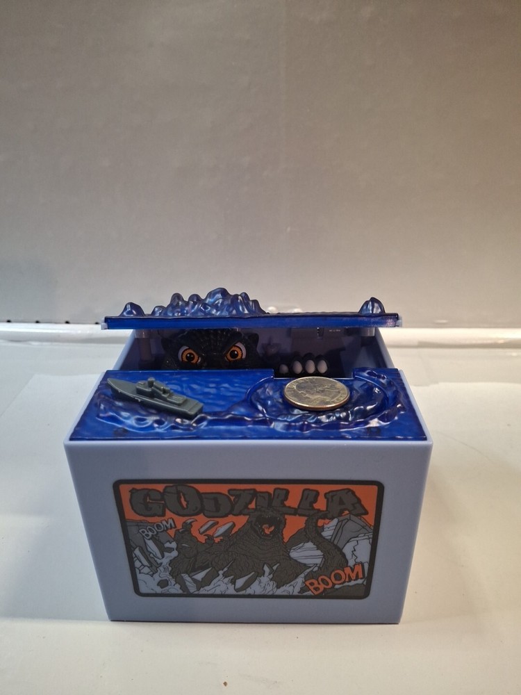 Godzilla Mischief Bank Coin Box LED Sound Gimmick Moving Figure Works Mint Condi