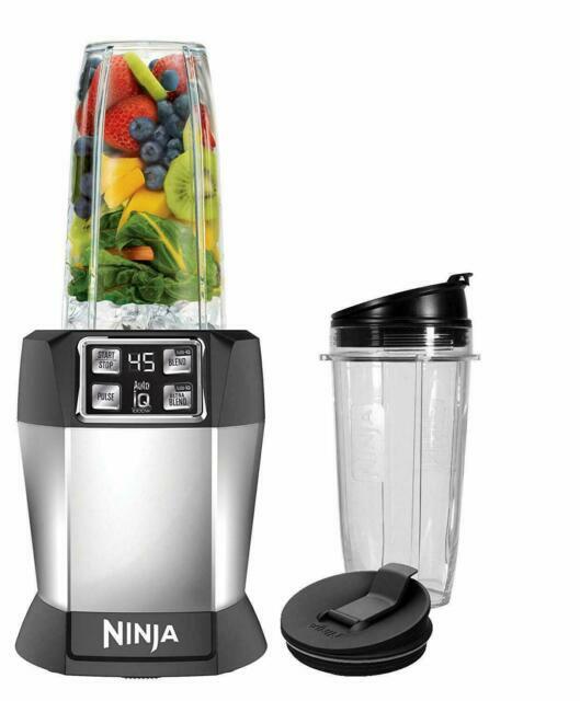 Ninja BL480D 1000W Auto-IQ Blender with 18oz and 24oz Cups in Black Silver