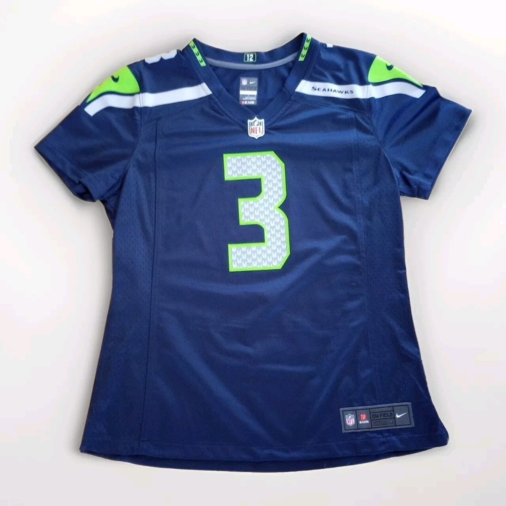 Nike NFL ON FIELD Seattle Seahawks Football Jersey Russell Wilson #3 Youth Sz 12