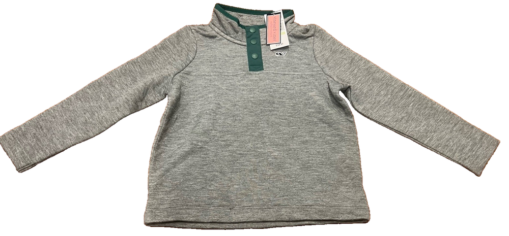 Classic Vineyard Vines Toddler Unisex 3T Gray Quilted Snap Quarter Pullover