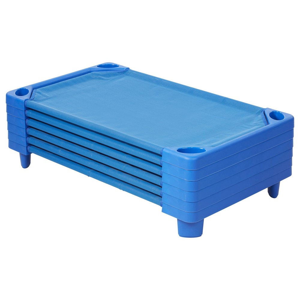 ECR4Kids Streamline Assembled Cot Toddler Size 6 Pack Blue ELR-16120-CSPK