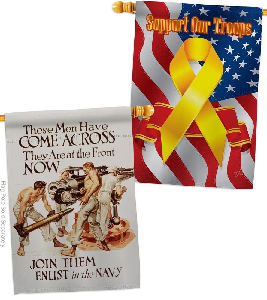 USBrotherhood Join Them Enlist House Flag Pack Armed Forces Navy USN Seabee U...