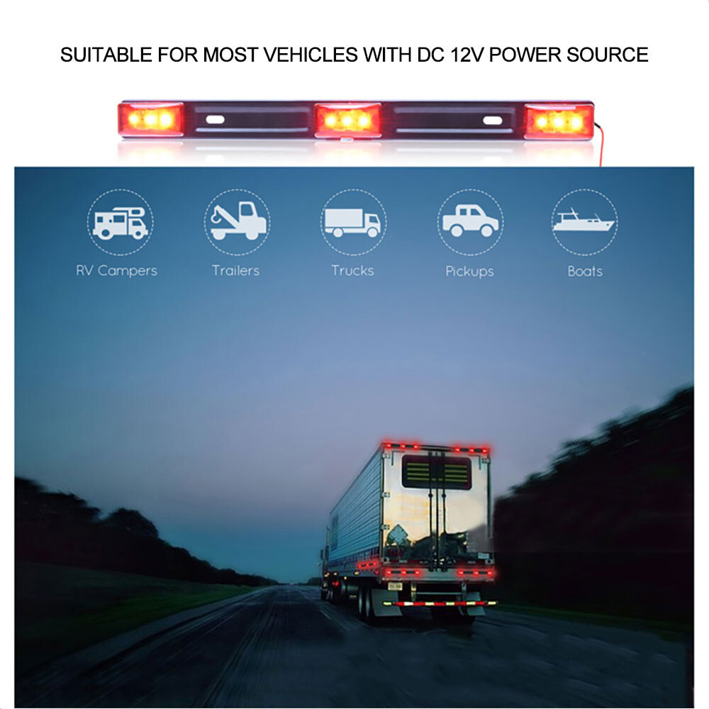 LED Tail Red Bar Light Rear Brake Clearance Strip for Pickup Truck Trailer 9LED