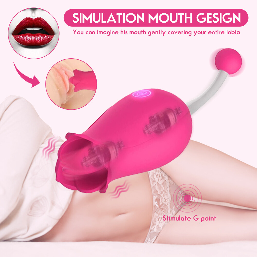 Double-Ended Clit and G-Spot Vibrator Tongue Licking Massager for Women-image