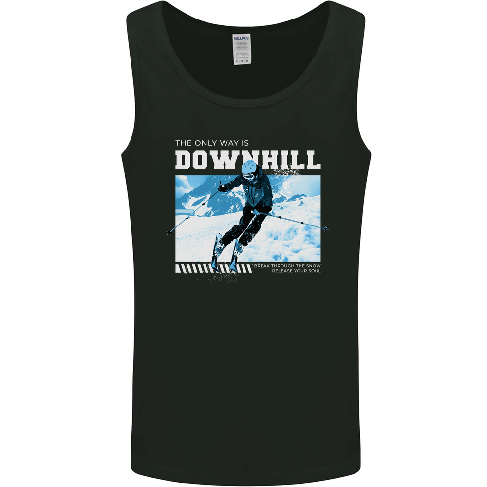 The Only Way is Downhill Skiing Ski Skier Mens Vest Tank Top