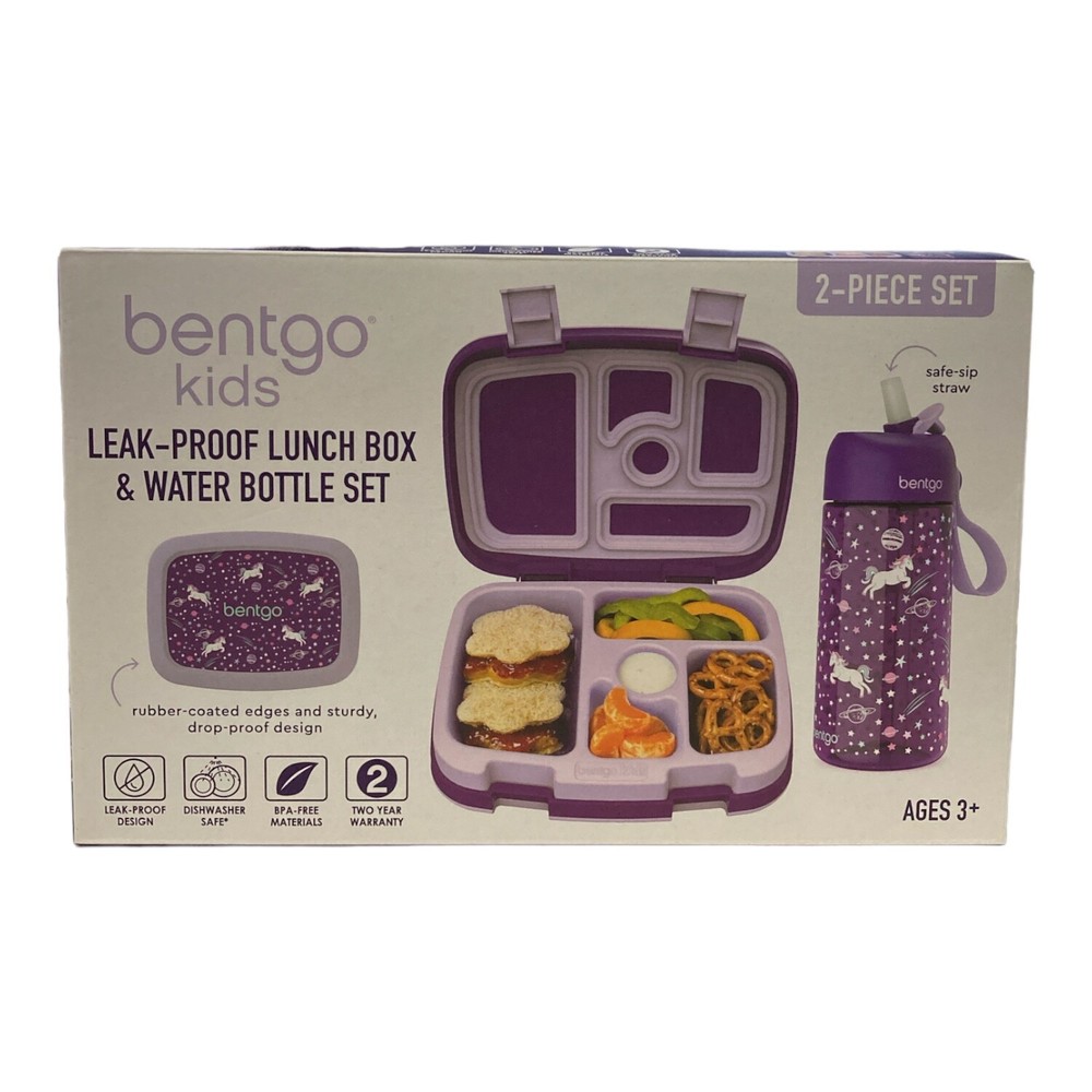 Bentgo Kids Leak-Proof Lunch Box & Water Bottle, 2-Piece Set, Space Unicorn