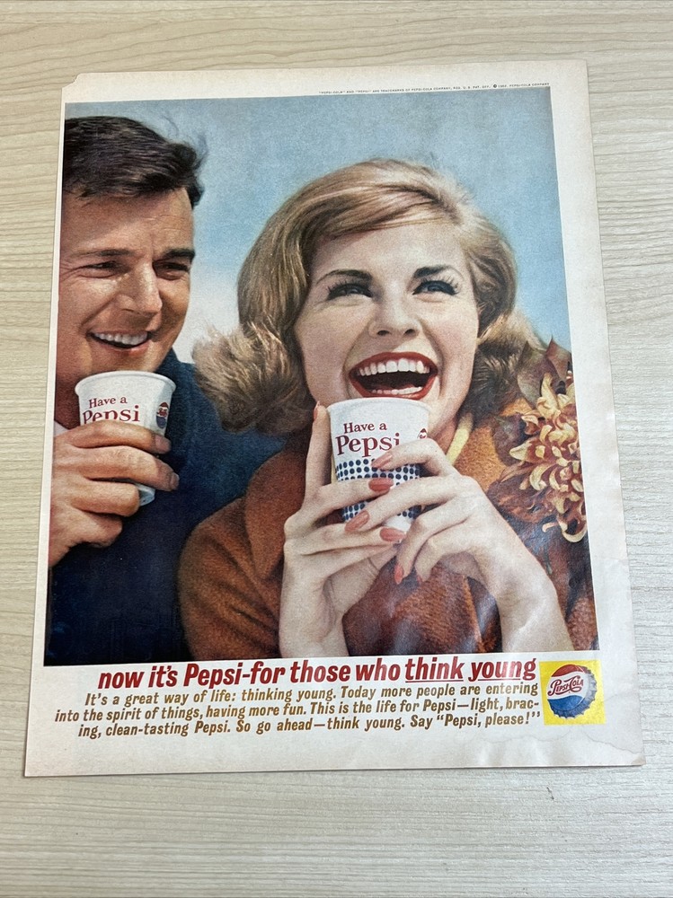 Pepsi Cola Soda Pop Have a Pepsi Think Young 1962 Vintage Print Ad Look Magazine