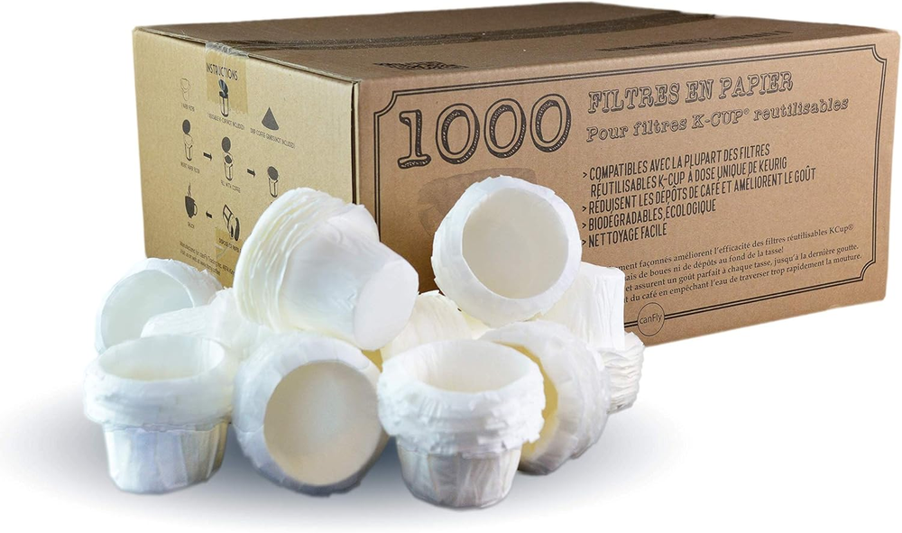1000 Disposable Keurig K-CUP Paper Filters Compatible with Single Cup Coffee Makers