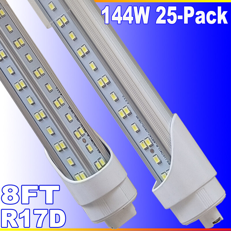 25Pack 8 FOOT Led Shop Light 144W HO T8 Rotatable Base 8Ft R17D Led Tube Light