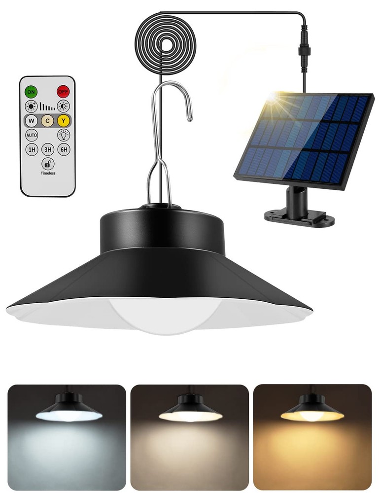 Solar Shed Lights Outdoor Indoor,Led Dusk to Dawn Battery Powered Pendant Lig...