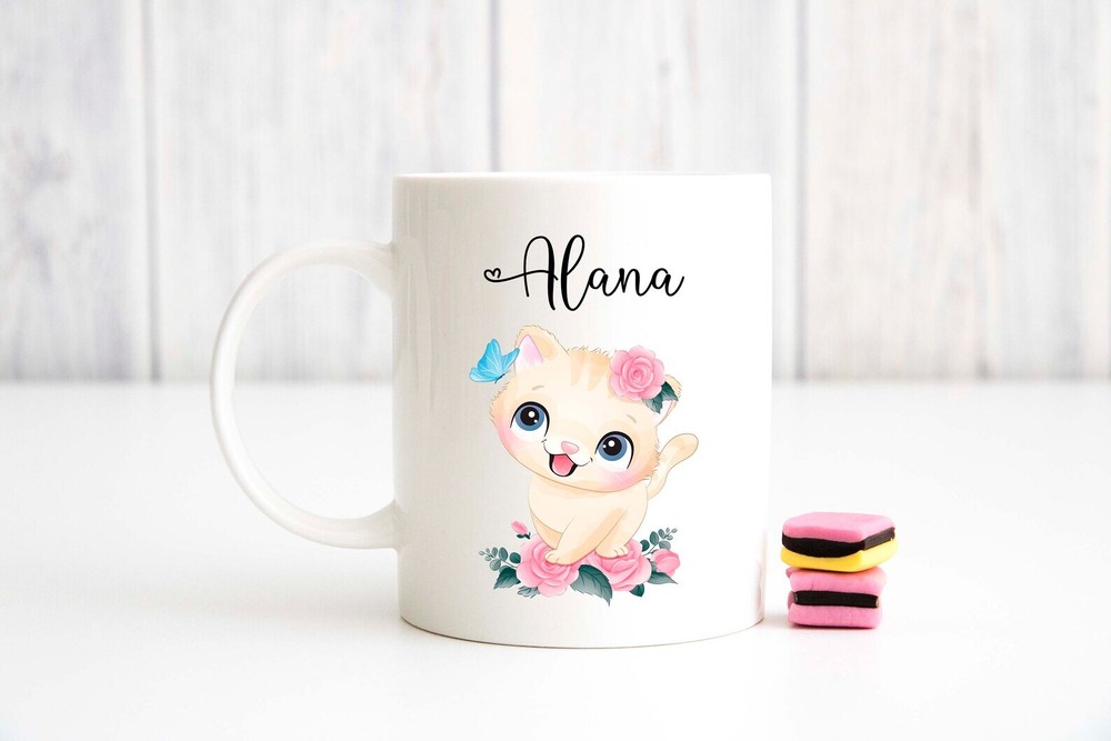 Cat And Rose Mug Cat Gifts For Girls Cute Cat Coffee Mug Cat Flower Cup