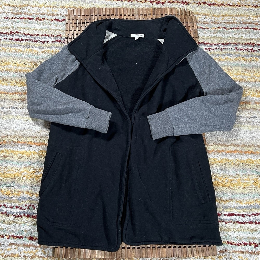 Standard James Perse Cardigan Sweater 2 Medium Black Grey Open Front Pockets