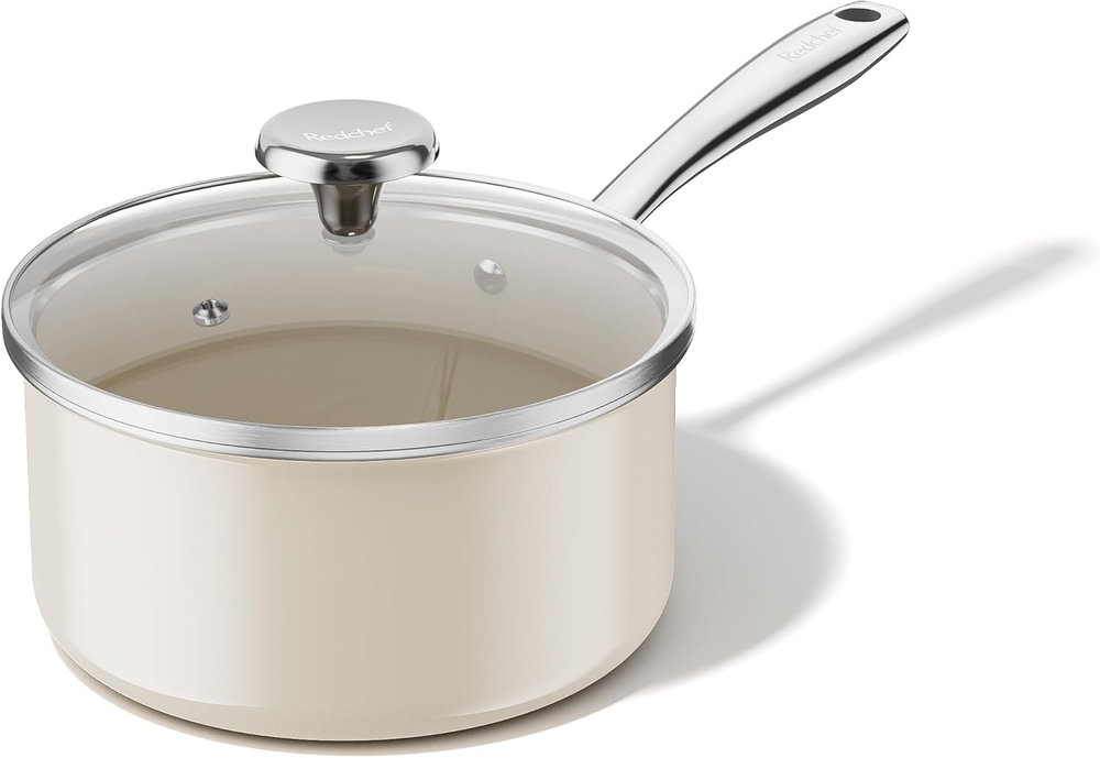 2.5QT Ceramic Nonstick Sauce Pan with Lid and Stay-Cool Handle