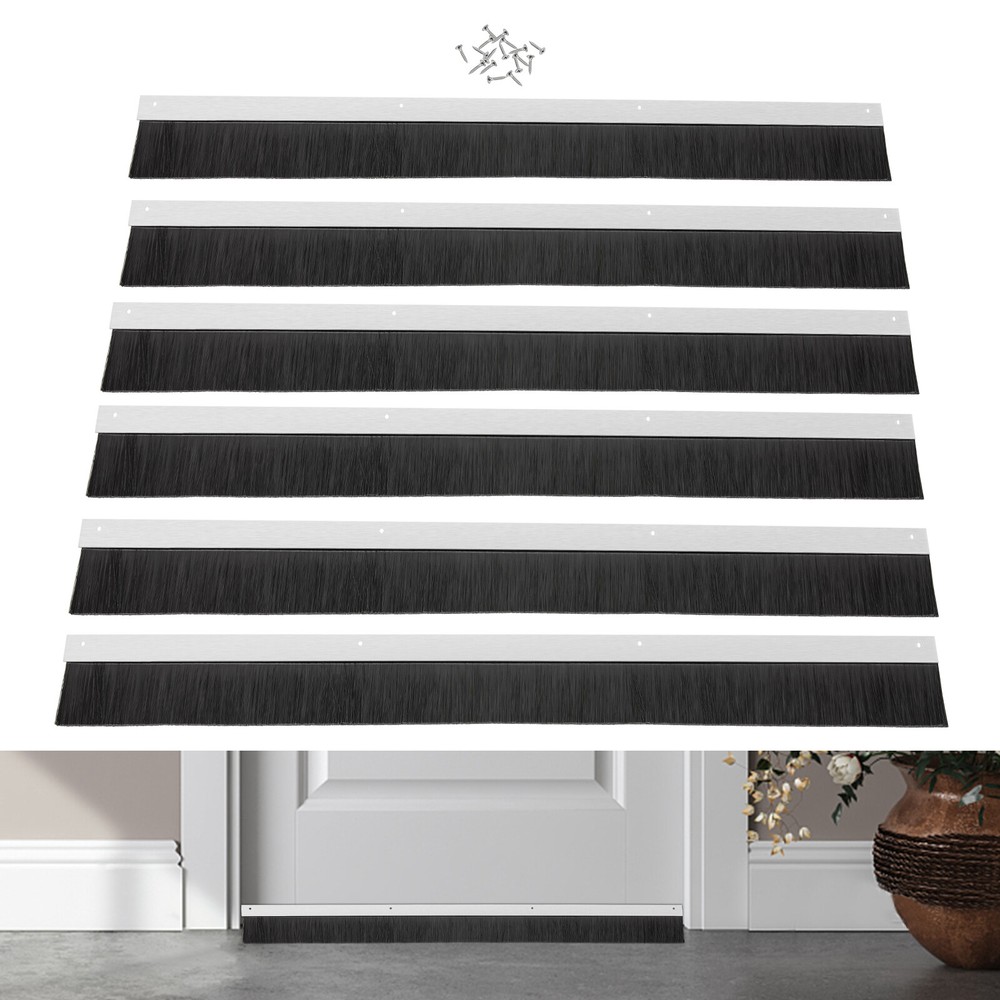 6 PCS Durable Door Brush Sweeps Seal Garage Roll Up Door Brush Net Width Home