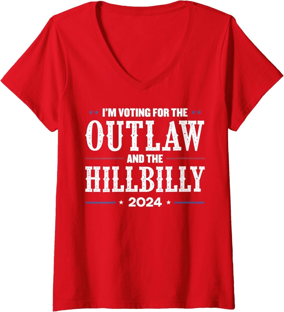 I'm Voting For The Outlaw And The Hillbilly 2024 Ladies' V-Neck Tshirt