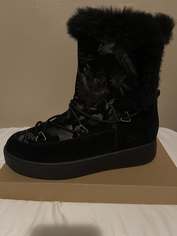 Johnny Was Freja Moon Black Warm Boots Size 9