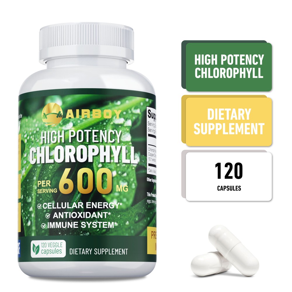 Chlorophyll 600mg Capsules for Antioxidant Support, Detox & Skin Health