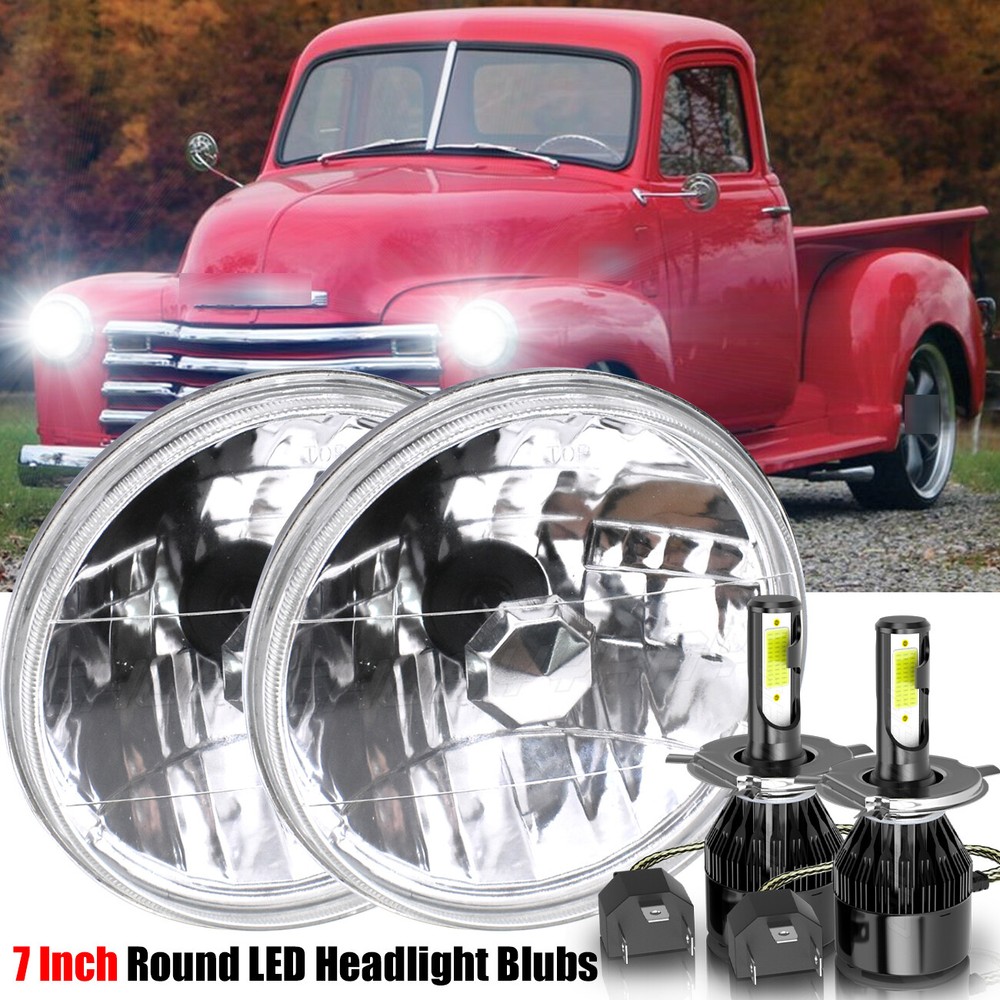 LED Headlight DRL H4 H13 7 Inch fit 1947-1957 Chevrolet Truck GMC Pickup White