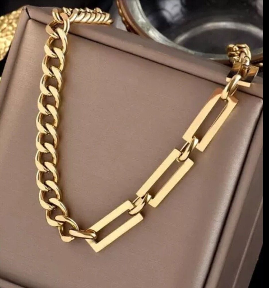 Women's jewellery gold titanium steel thick chain collarbone necklace niche ligh