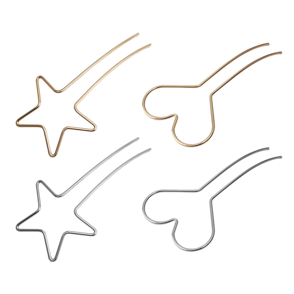 4 Golden Heart Hairpins for Stylish Women's Hair Accessories