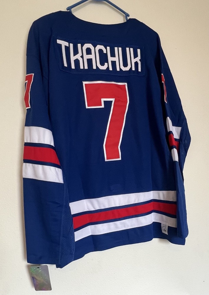 USA Team #7  Brady Tkachuk Winter Olympics 2026 Jersey Stitched Limited 50 -M