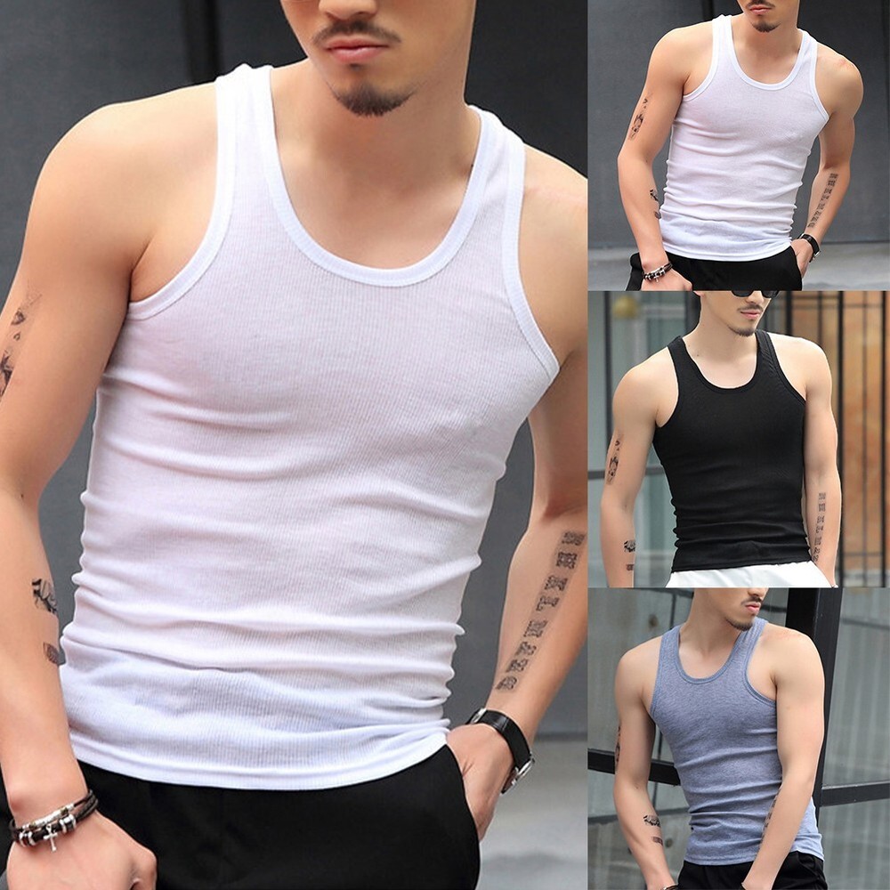 Tops Tank Fitness Gym Men Pullovers Sleeveless Undershirts Bodybuilding