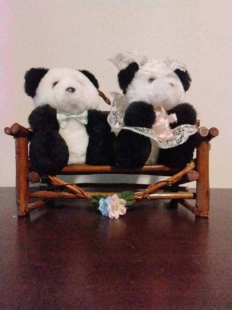 Bride and Groom Plush Teddy Bear Wedding Gift with Rag Doll