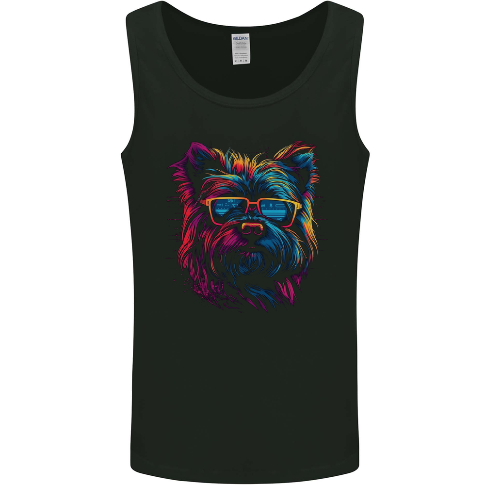Retrowave Yorkshire Terrier Dog Mens Vest Tank Top